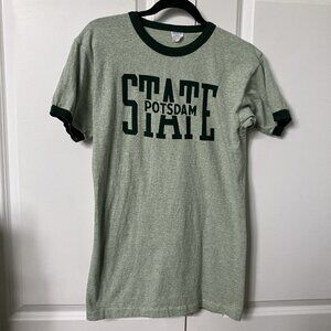 Vintage Champion T-shirt Mens L Potsdam State Uni Ringer Cotton Made in USA